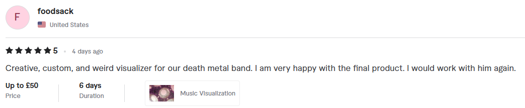 Testimonial from foodsack - Music Visualization