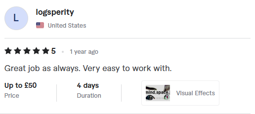 Testimonial from logsperity - Visual Effects